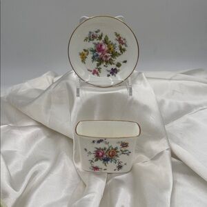 Vintage Minton Trinket Dush and toothpick holder, in the "Marlow" pattern.